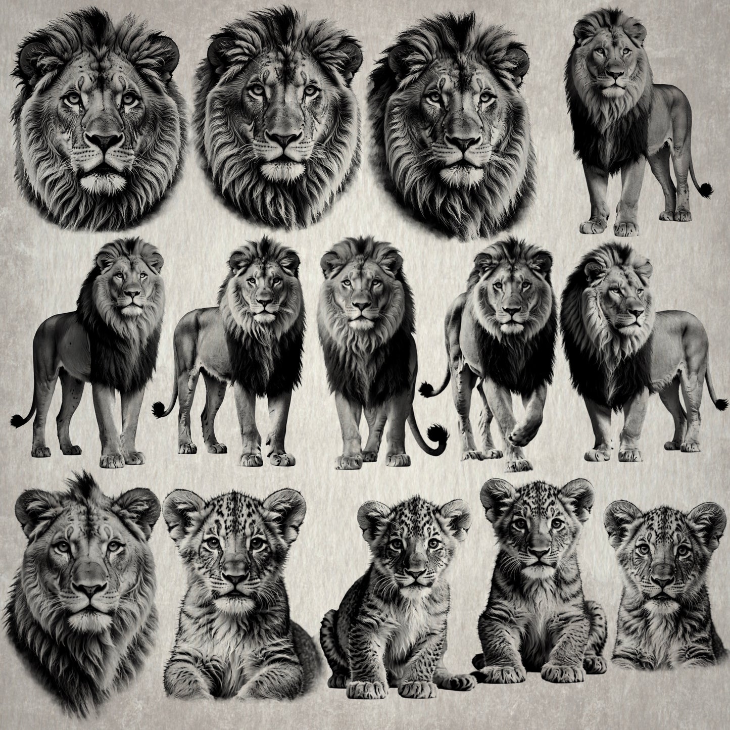 40 Lion Stamp Brushes for Procreate – Set 2