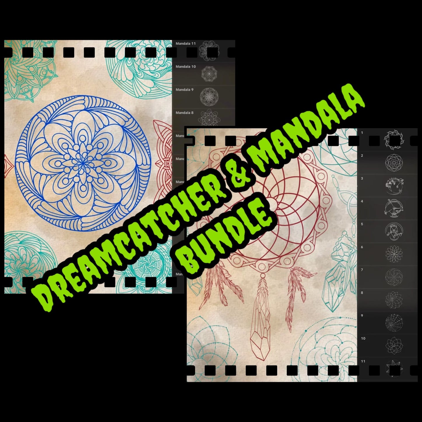 Bundle and Save Dream Catcher & Mandala Brush Sets for Procreate, 140 Stamps