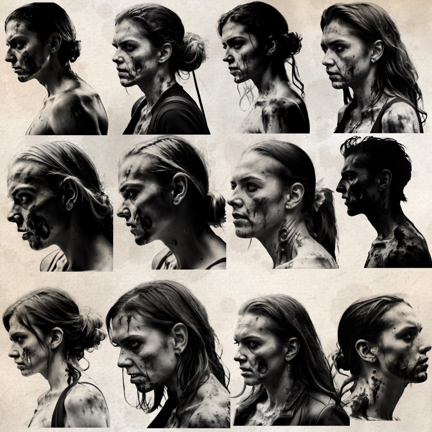 Procreate stamp set with 75 zombie‑themed tattoo flash brushes