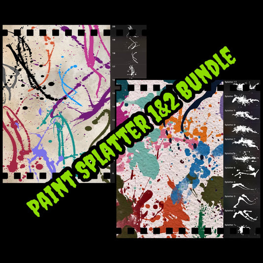 Bundle and Save Paint Splatter 1&2 Sets for Procreate, 63 Brushes