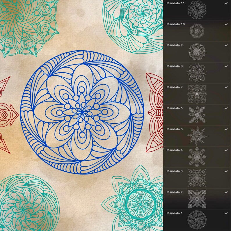 Bundle and Save Dream Catcher & Mandala Brush Sets for Procreate, 140 Stamps