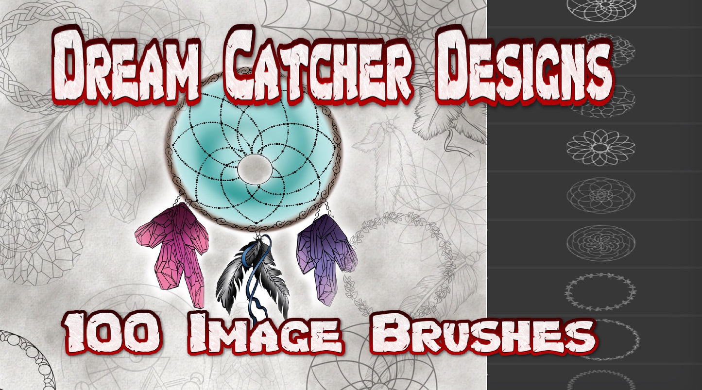 100 dream catcher and mandala tattoo flash stamps for Procreate