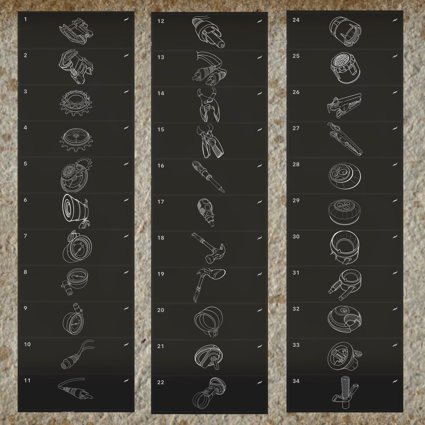 Tech Mech Set 1, 50 Tattoo Flash Stamps