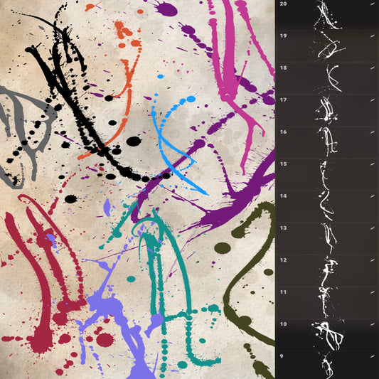 Paint Splatter 2 – 20 Procreate Brushes for Tattoo & Digital Art