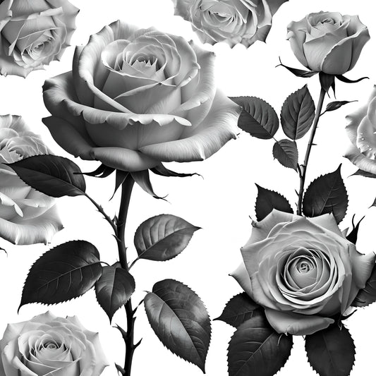 Realistic rose stamp brushes for Procreate—ideal for black and gray tattoo design work