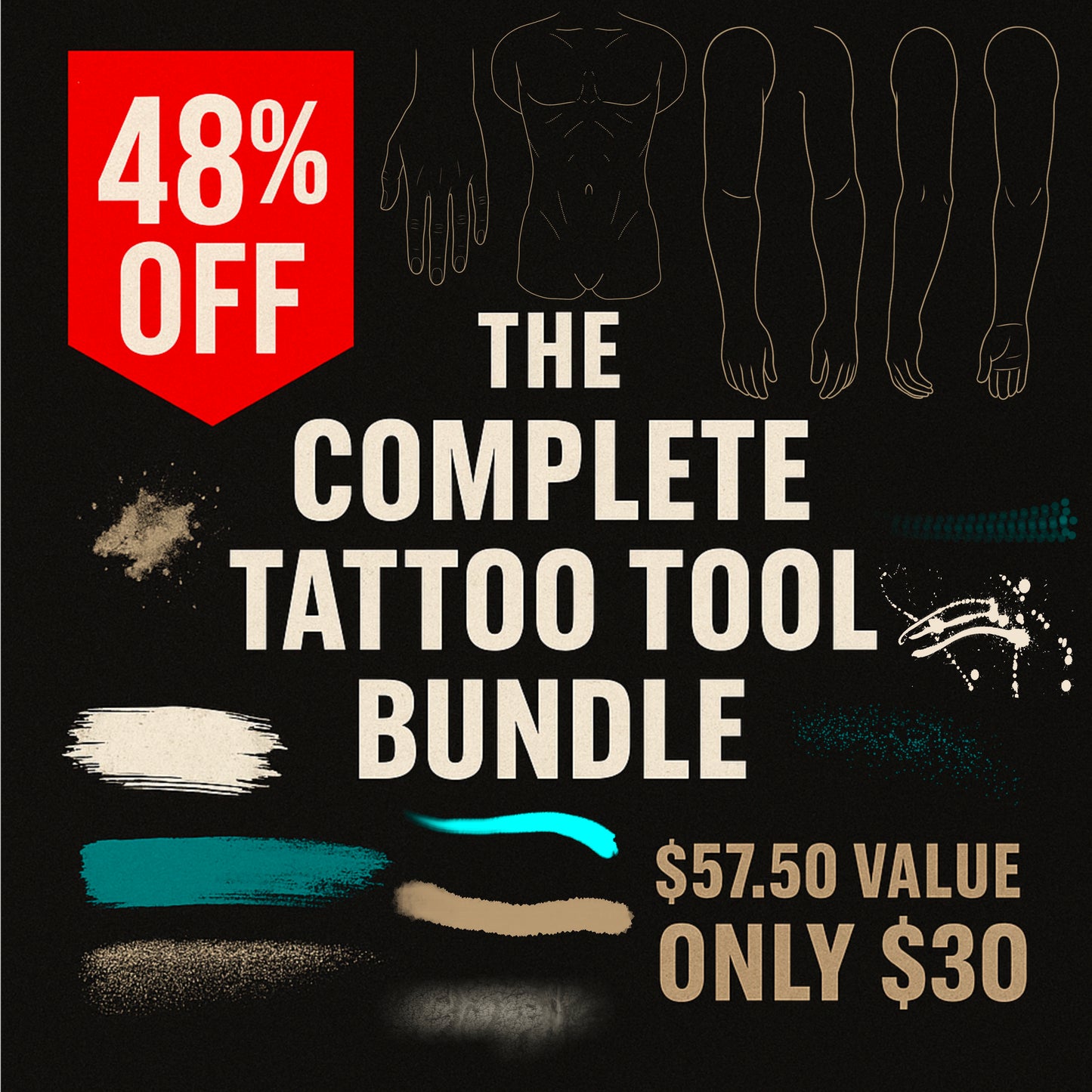 The Complete Tattoo Tool Bundle —321 Brushes + 30 Tattoo Flash Papers Sheets