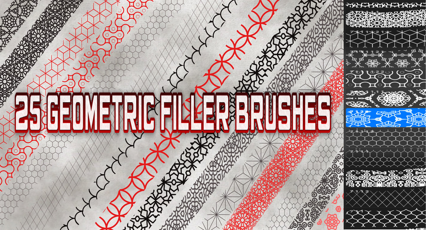 Geometric Design and Filler Brush Set, 25 Brushes