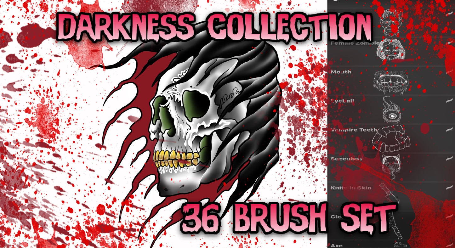 Darkness Set 1, 36 Tattoo Flash Stamps