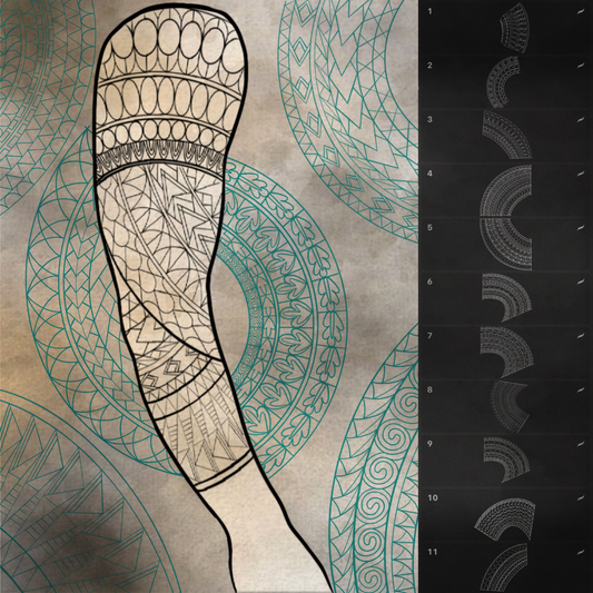 Polynesian Set 1, 30 Tattoo Flash Stamps